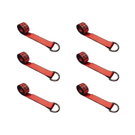 Tie 4 Safe 2" x 10' Lasso Strap w/ D Ring Auto Tie Down Wheel Lift Tow Truck Trailer Red, 6PK TWS21-510-W27-R-C-6